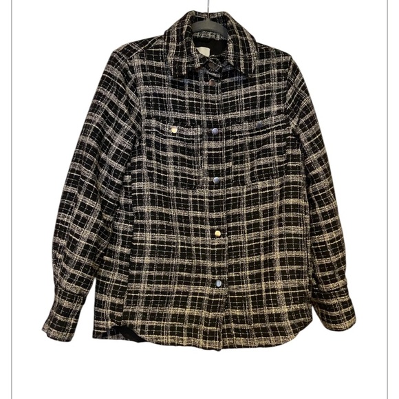 H&M Oversized Jacquard Weave Shirt Jacket Size XS - Picture 2 of 9